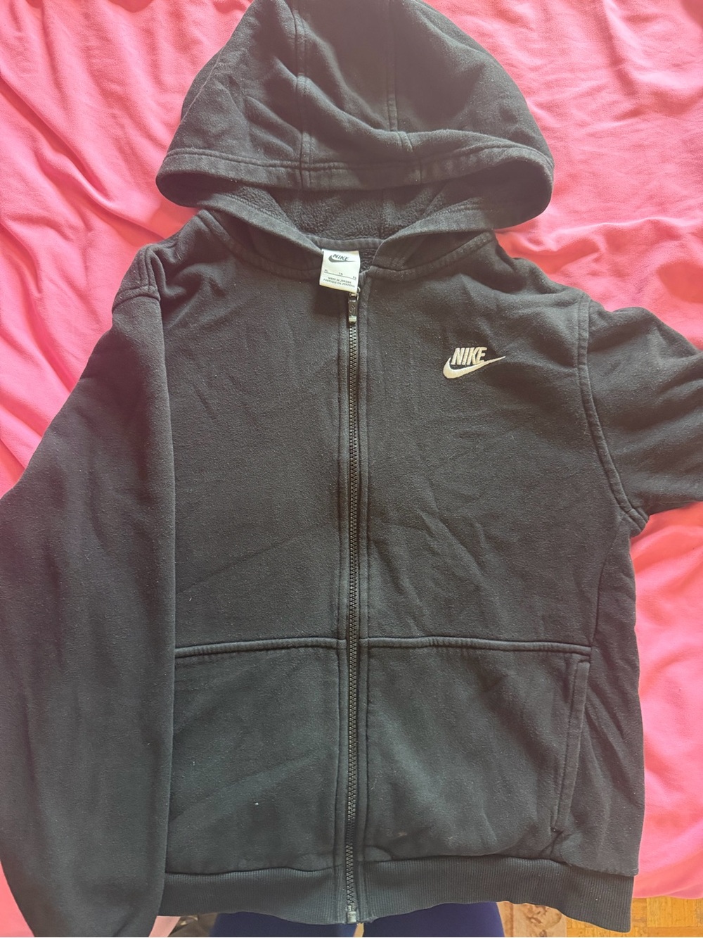 Nike Black Kids Zip-Up Hoodie with White Swoosh